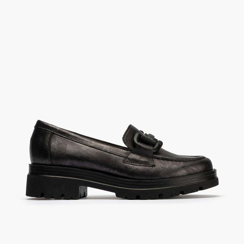 Moccasin in rolled woman anthracite