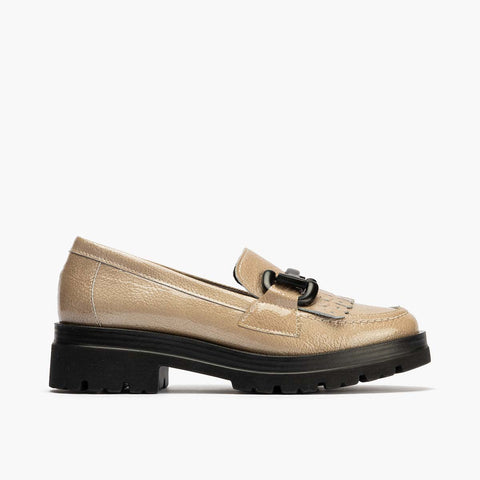 Mocassin en cuir breveté