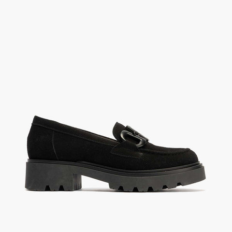 Moccasin in suede black woman