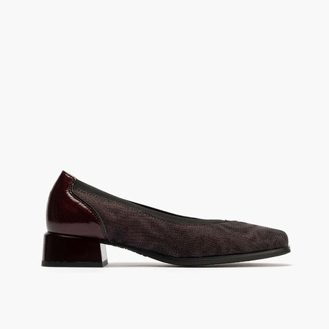Pico Salon Shoe avec élastique féminine bordeaux