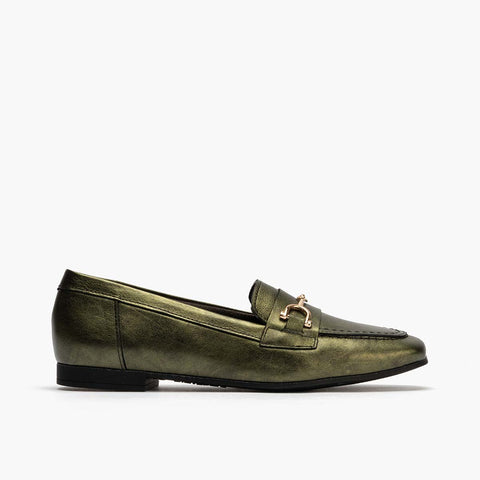 Mocassina laminato per donna verde