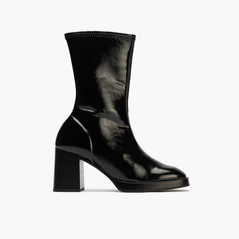 Botín in pelle di brevetto femminile nero