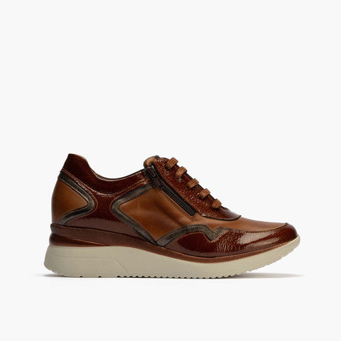 Scarpa con cerniera in pelle in pelle brevettata