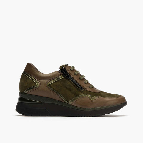 Chaussure de sport napa avec fermeture éclair de couleur kaki