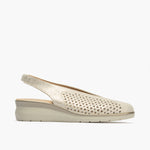 Salon de talon abierto mujer con elástico en piel fantasía ORO