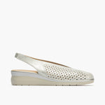 Salon de talon abierto mujer con elástico en piel fantasía PLATA