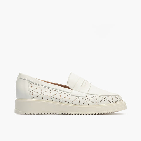 Mocasin picados mujer en piel napa BLANCO