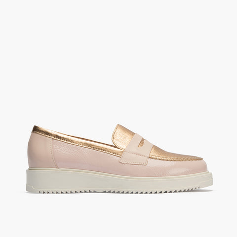 Mocasin con picados mujer en piel napa ROSA