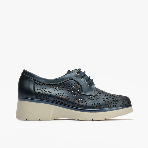 Blucher platafroma con picados mujer en piel fantasía AZUL