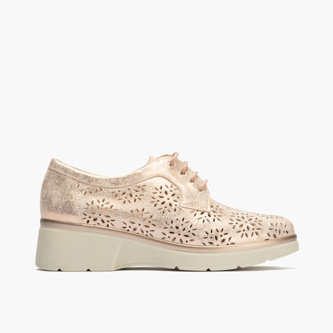 Blucher platafroma con picados mujer en piel fantasía ROSA