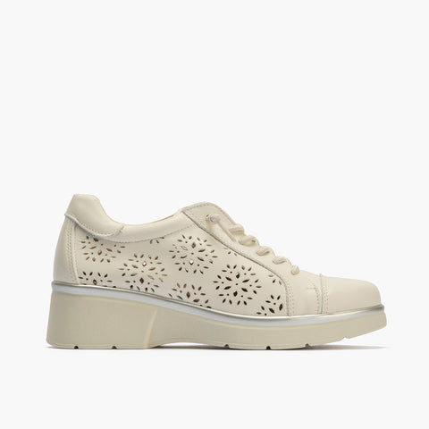 Basket plataforma con picados mujer en piel napa BLANCO