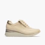 Deportivo cuña mujer con cremallera en piel combinada CREMA