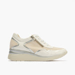 Deportivo mujer con cremallera en piel combinada BLANCO