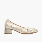 Salon ribete con picados mujer con elástico en piel fantasía ORO