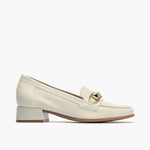 Mocasin con adorno metal mujer en piel napa BLANCO