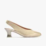 Salon de pico mujer con elástico en piel grabada fantasía ORO