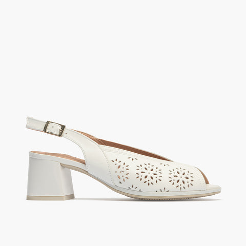 Sandalia con picados mujer con hebilla en piel napa BLANCO