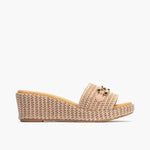 Zueco con adorno metal mujer en rafia ROSA