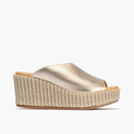 Zueco alto mujer en piel laminado ORO