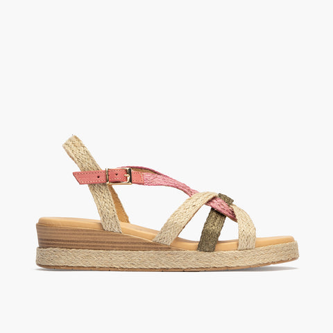 Sandalia de tiras mujer con hebilla en yute ROSA