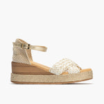 Sandalia bandas cruzadas mujer con hebills en trenzado sintético BLANCO