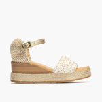 Sandalia pala banda mujer con hebilla en trenzado sintético BLANCO