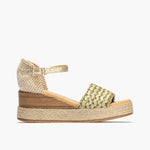 Sandalia pala banda mujer con hebilla en trenzado sintético VERDE