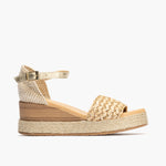 Sandalia pala banda mujer con hebilla en trenzado sintético MARRON CLARO