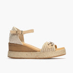 Sandalia pala con adorno mujer con hebilla en rafia MARRON CLARO