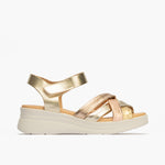 Sandalia pala tubulares cruzados mujer con velcro en piel combinada ORO