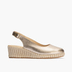 Valenciana con cuña salon mujer con hebilla en laminado ORO