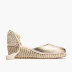 Valenciana con cuña pala mujer con cintas en rafia ORO