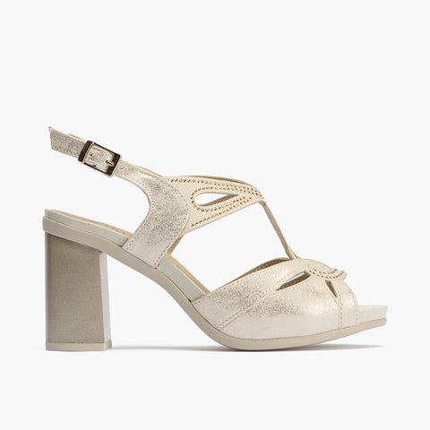 Sandalia mujer plataforma tacon alto ORO