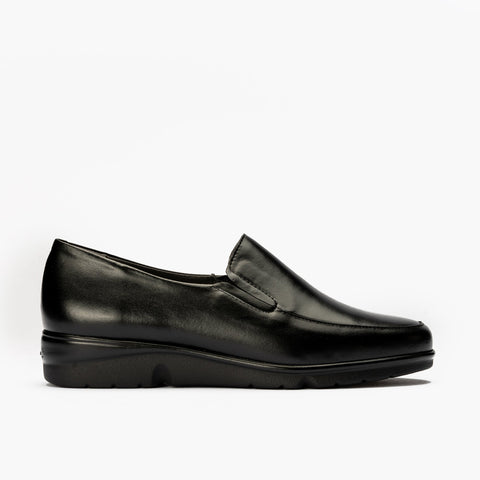 Shoe Moccasin Woman Black Wedge