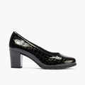 Zapato de Salón Mujer Tacón Alto en Piel Coco Charol Negro