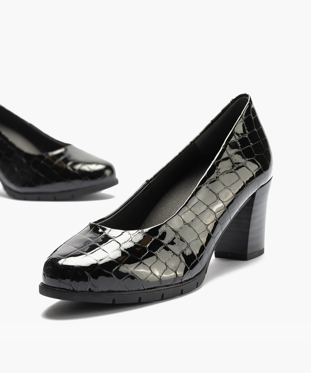 Zapato de Salón Mujer Tacón Alto con Tapas Negro