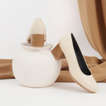 Zapato de Salón Mujer Tacón Medio con Tapas Beige