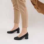 Zapato de Salón Mujer Tacón Medio con Tapas Negro