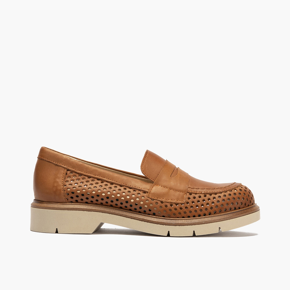 Mocasin oxford con picados mujer en piel napa CUERO