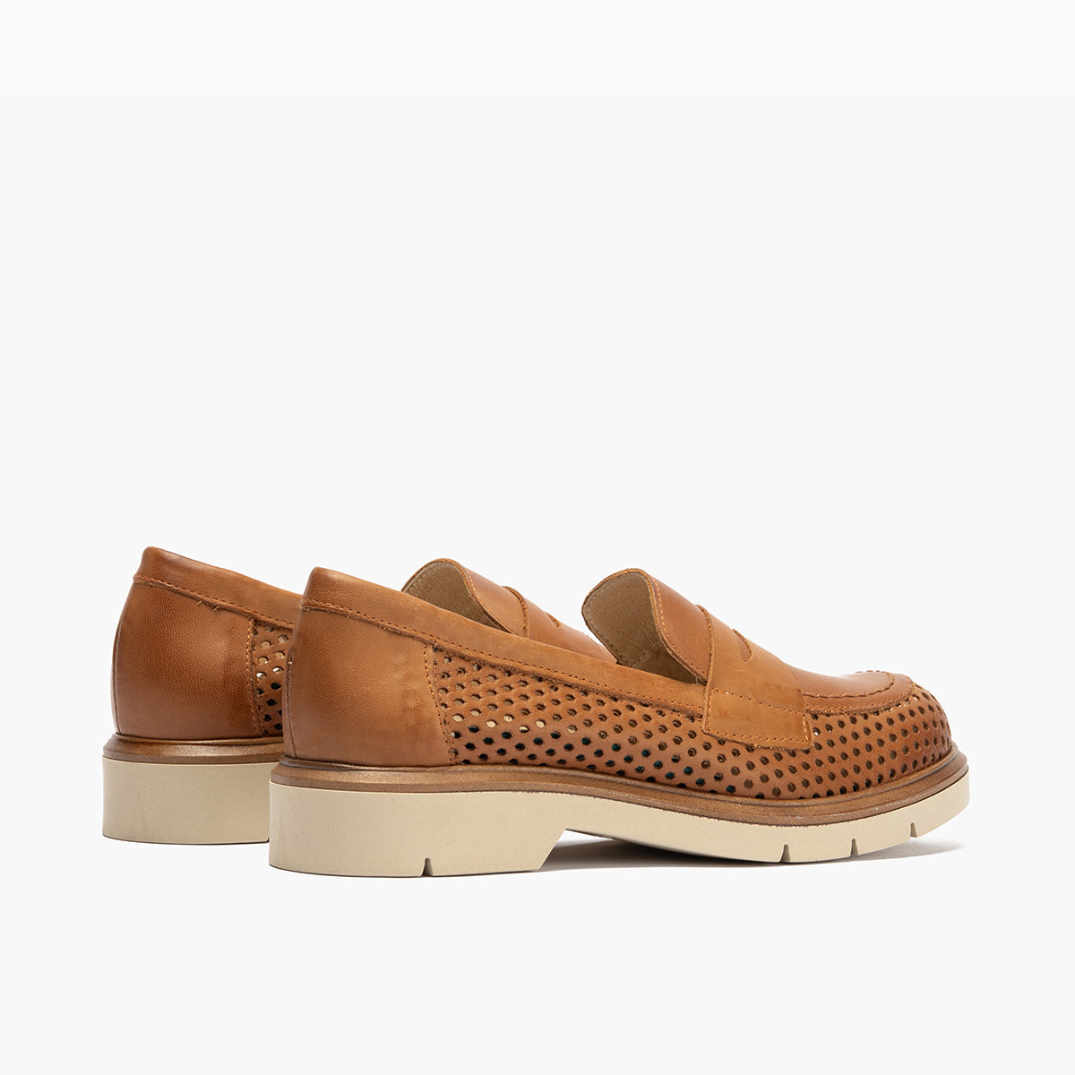 Mocasin oxford con picados mujer en piel napa CUERO