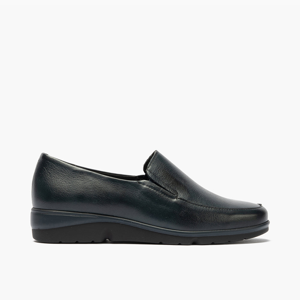 Mocasín Mujer Cuña Baja Azul