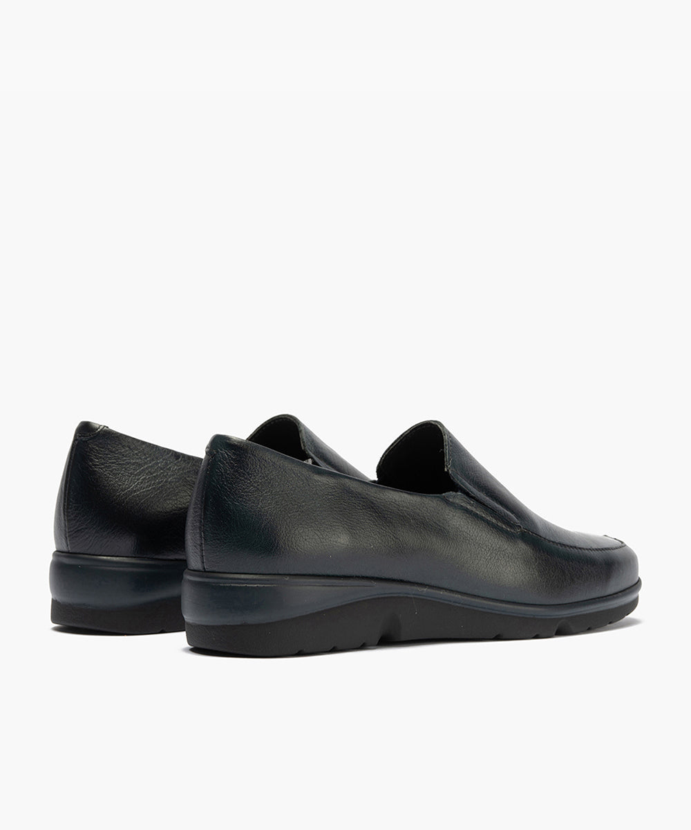 Mocasín Mujer Cuña Baja Azul