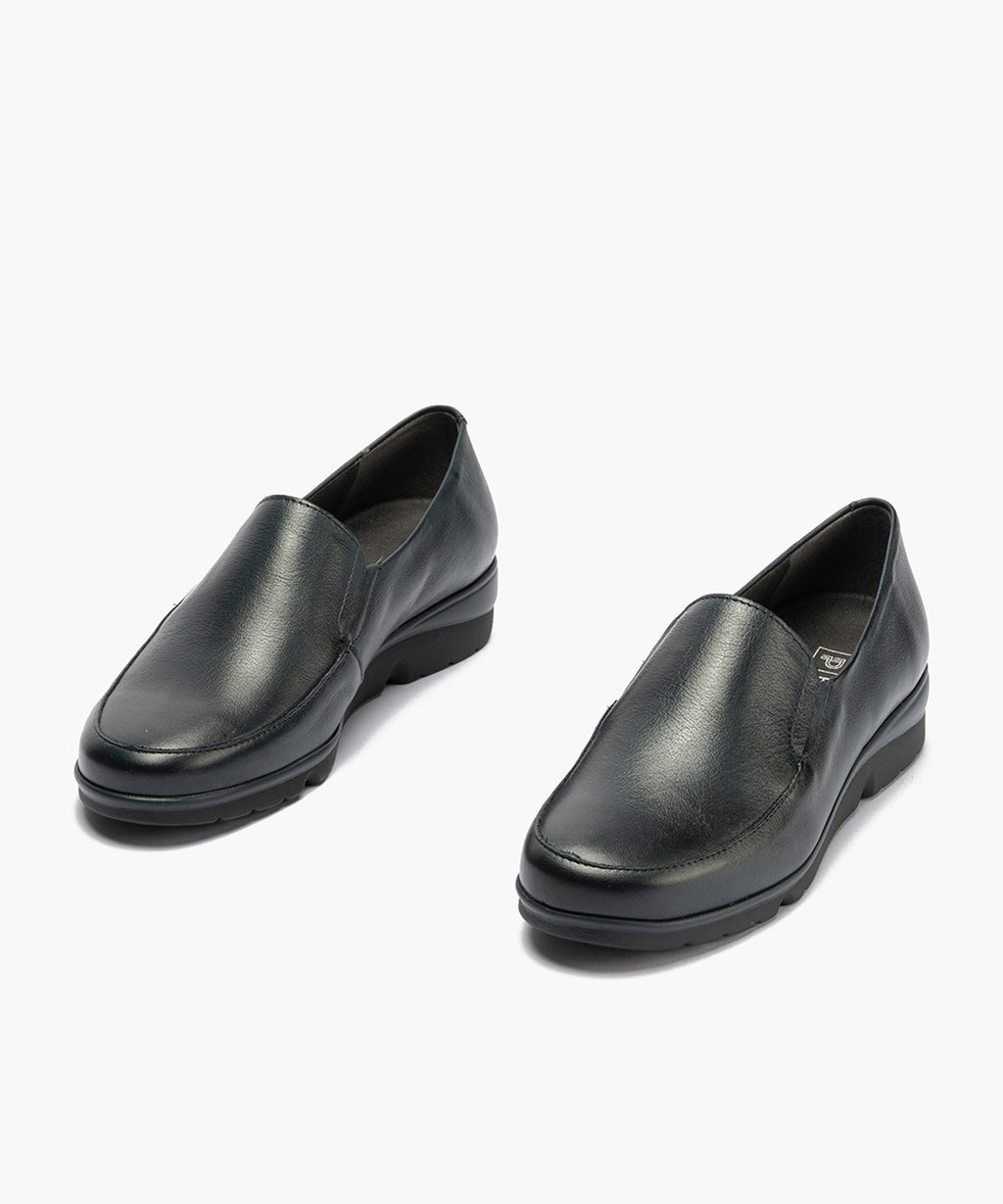 Mocasín Mujer Cuña Baja Azul