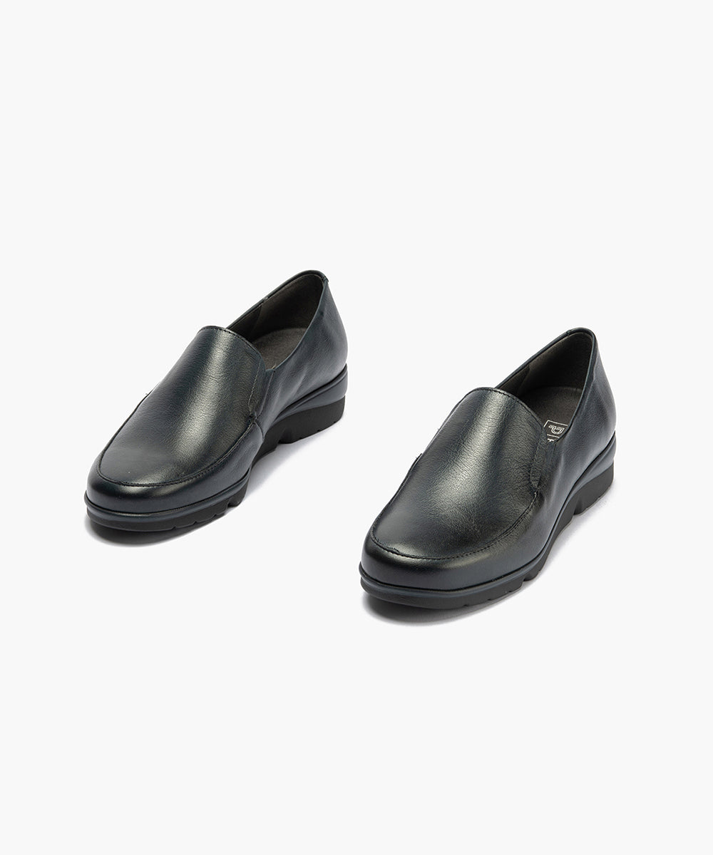 Mocasín Mujer Cuña Baja Azul