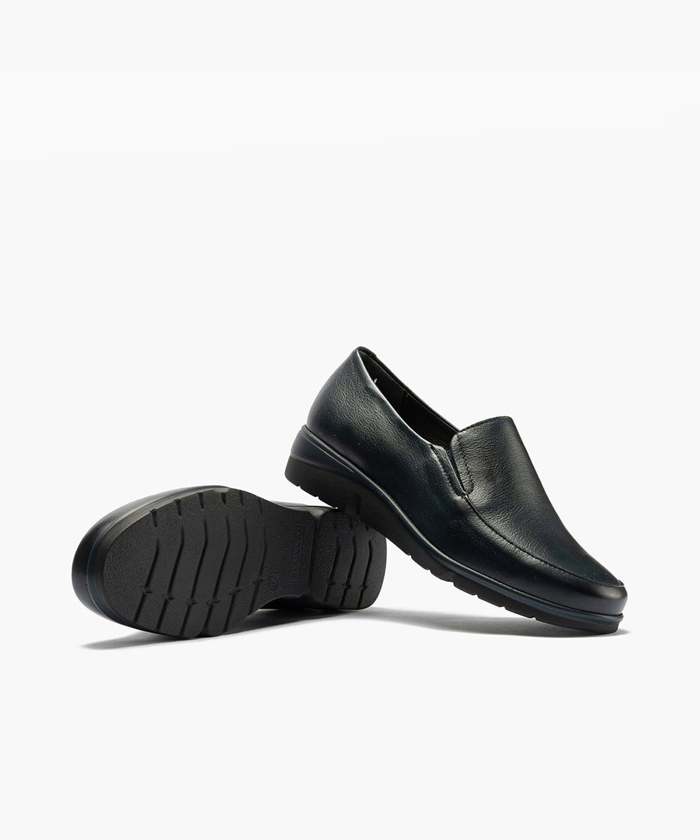 Mocasín Mujer Cuña Baja Azul