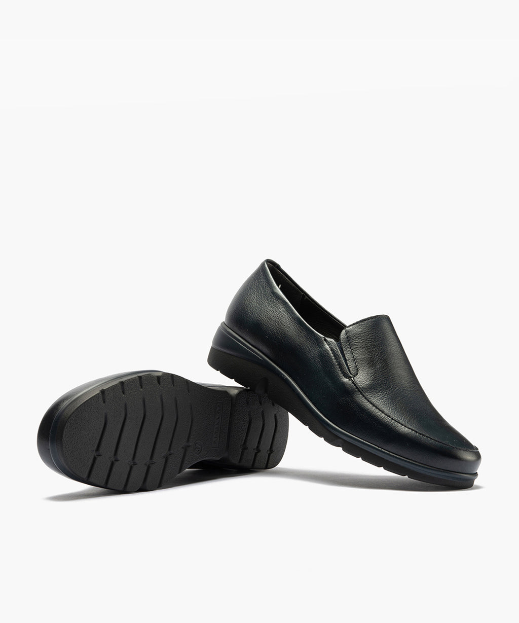 Mocasín Mujer Cuña Baja Azul