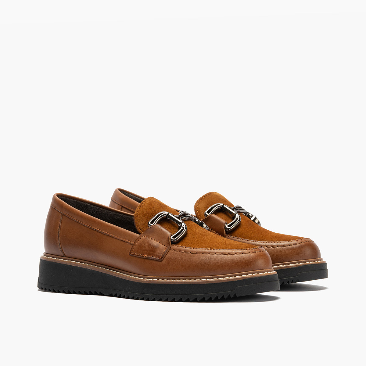 Mocasín Combinado Ante de mujer color cuero