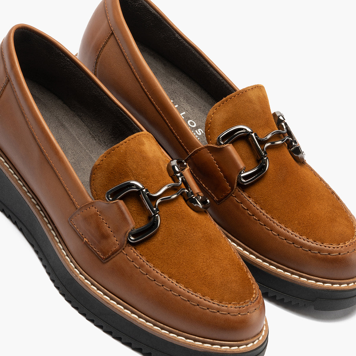Mocasín Combinado Ante de mujer color cuero