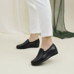 Mocasín Mujer Cuña Baja Negro
