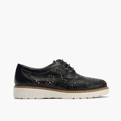 Zapato blucher con cordones, en piel napa perforada Marino